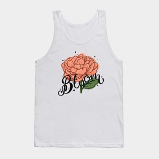 Bloom Flower Illustration Lettering Tank Top